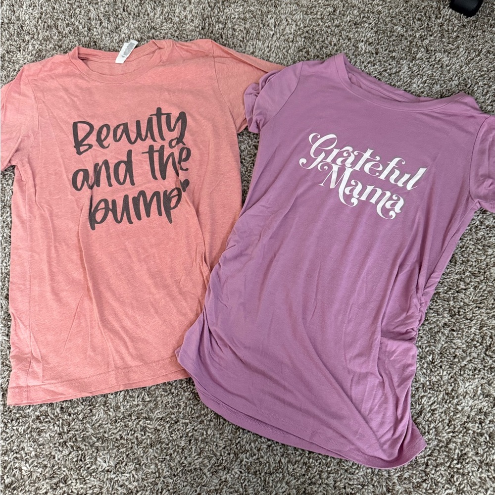 Maternity Bundle Pink and Purple Graphic T-Shirts